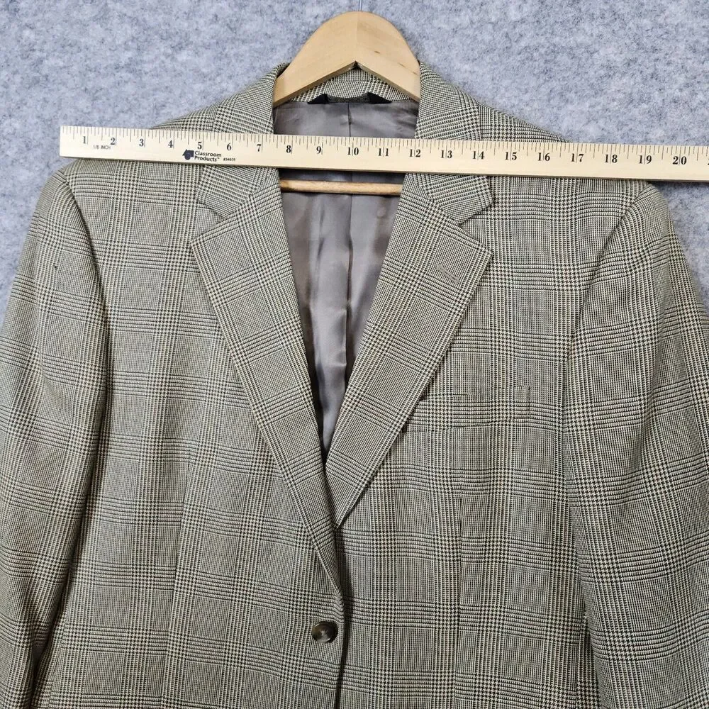 Jos A Bank Men's Size 42R Beige Windowpane Blazer/Sport Coat/Suit Jacket SPOT‎